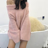 Fluffy Drop Shoulder Faux Mink Cashmere Pullover