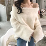 Fluffy Drop Shoulder Faux Mink Cashmere Pullover