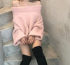 Fluffy Drop Shoulder Faux Mink Cashmere Pullover