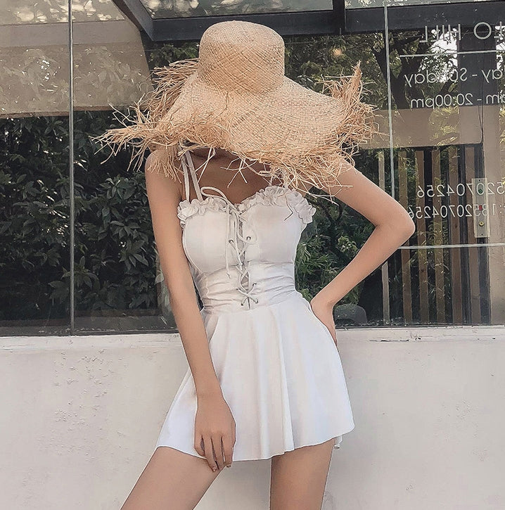 Lace-Up Dress Swimsuit