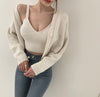 Korean Style V-Neck Long Sleeve Cardigan Set