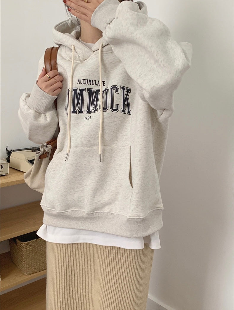 Korean Style Letter Front Hoodie