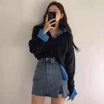 Denim Side Slit Skorts