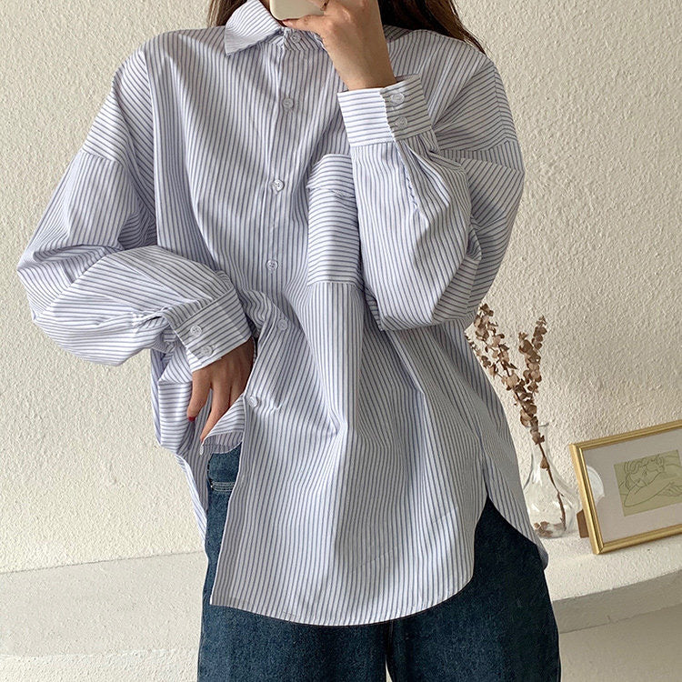 Classic White and Blue Striped Shirt