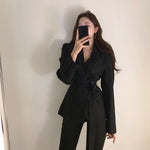 Korean Style Belted Blazer