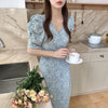 Korean Style Floral Printed V-Neck Wrap Dress