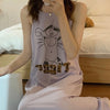 Cute Strap Pajama Dress with Cartoon Prints