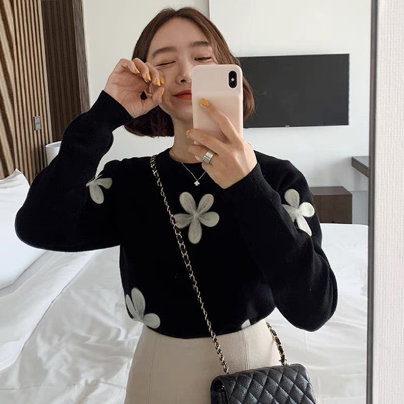 Flower Embroidery Knitted Sweater