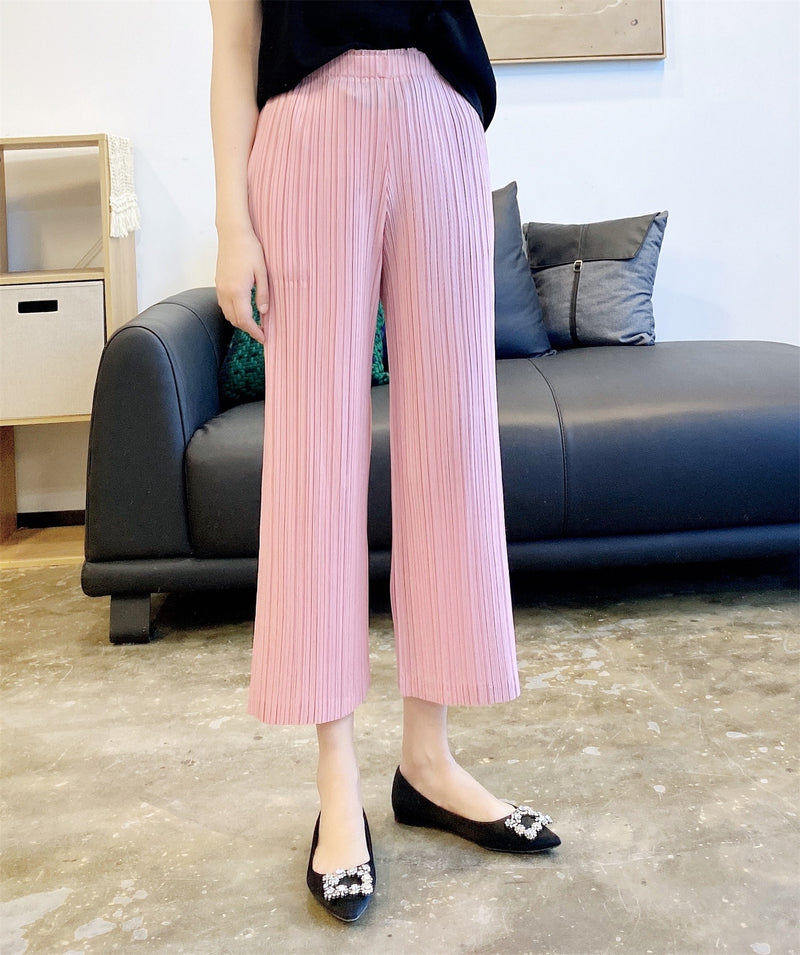 Pleated Cropped Wide Pants