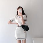 Knitted Contrast Color 2-Piece Dress Set