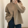 Minimalist Collarless Wool Blend Coat with Belt