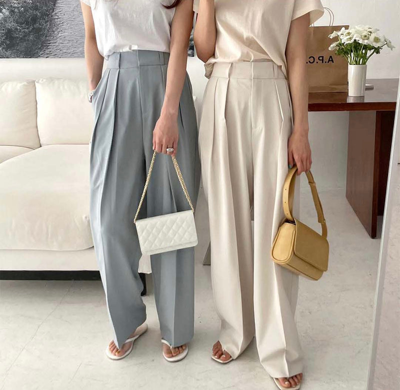 High-Waist Pleated Wide Pants