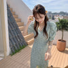 Korean Style Floral Printed V-Neck Wrap Dress