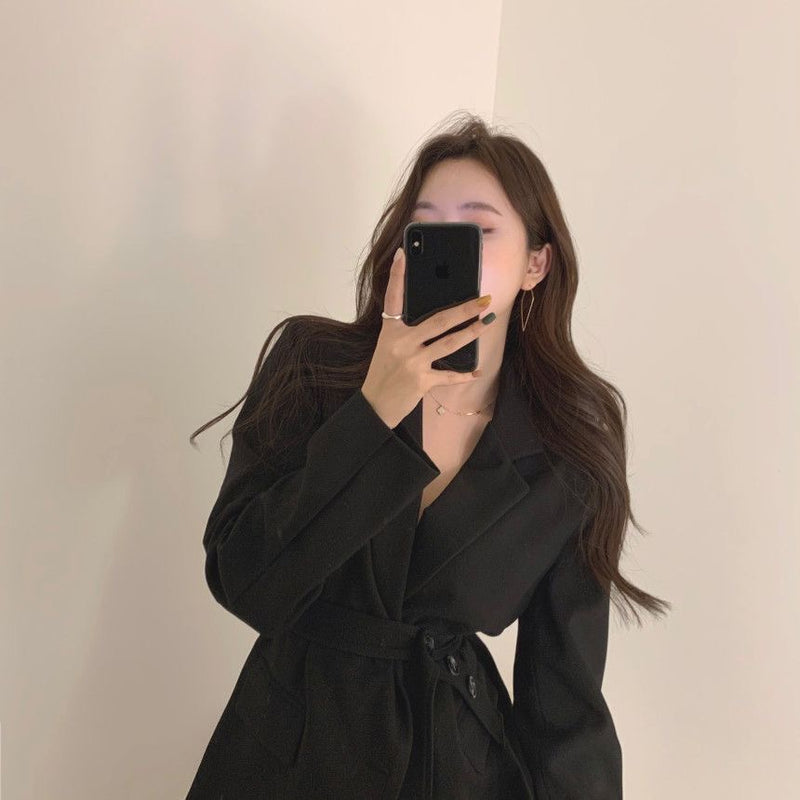 Korean Style Belted Blazer