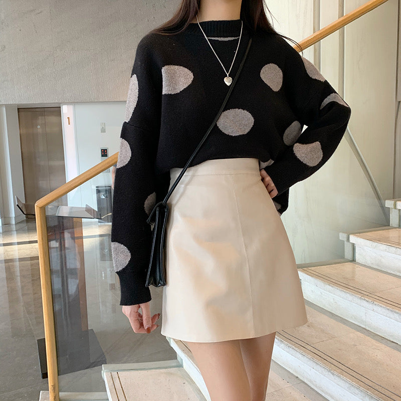 Designer High Rise PU Leather Skirt