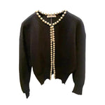 Lady Look Soft Wool Cashmere Cardigan with Pearls buttons