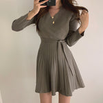 Korean Style Soft Knit Wrap Style Mini Dress