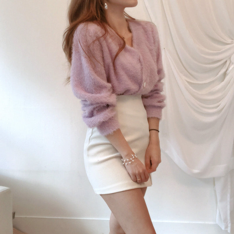 Fluffy Faux Mink Cashmere Cardigan