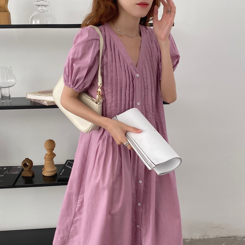 Summer Blush Pleated Relaxed Dress