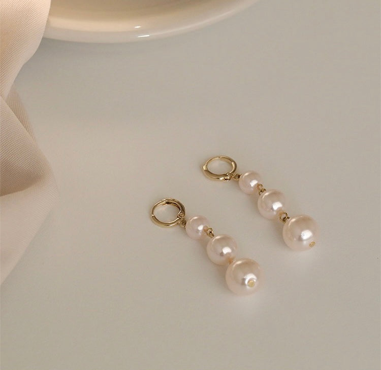 Three Pearls Dangling Earrings