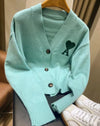 Korean Style Embroidered Letter Heart Soft Wool Cardigan