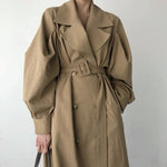 British Style Double Breasted Trench Coat with Belt