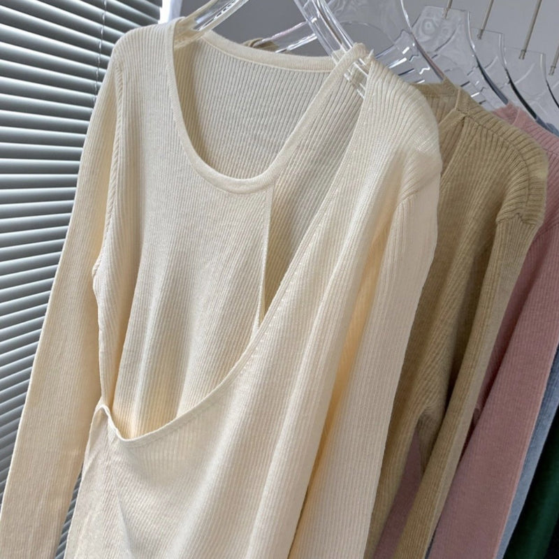 Designer Asymmetrical Two-In-One Knitwear