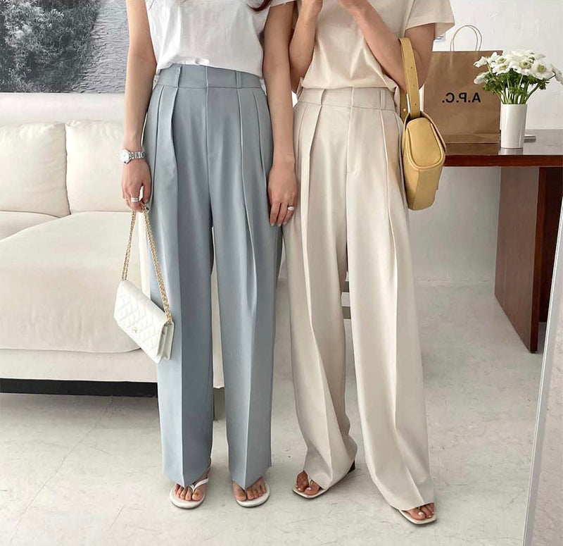 High-Waist Pleated Wide Pants