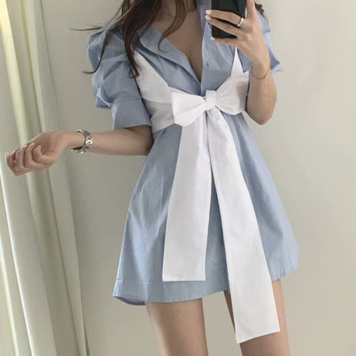 Korean Style Two-in-One Shirt Dress