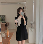 Classic Tie Neck Black Mini Dress