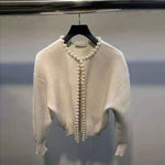 Lady Look Soft Wool Cashmere Cardigan with Pearls buttons