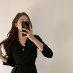 Korean Style Soft Knit Wrap Style Mini Dress