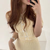 Egg Yellow Knitted Two-Piece Dress Set