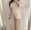 Designer OL One Piece Pleated Suit Dress