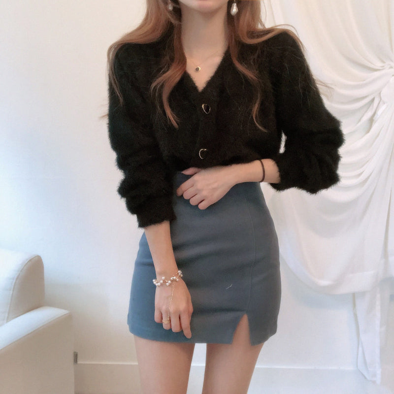 Fluffy Faux Mink Cashmere Cardigan