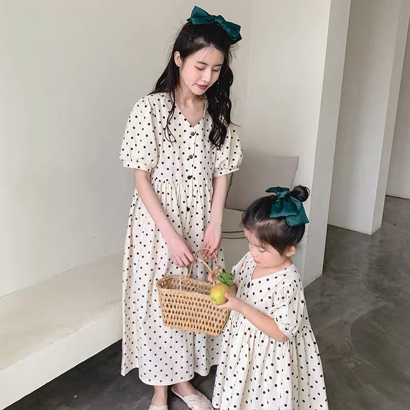 Mom & Daughter ♡ Polka Dot Babydoll Dress