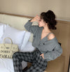 Korean Style V-Neck Long Sleeve Cardigan Set