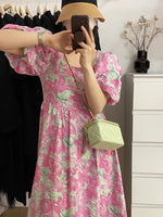 Floral Puffed Sleeve Babydoll Dress