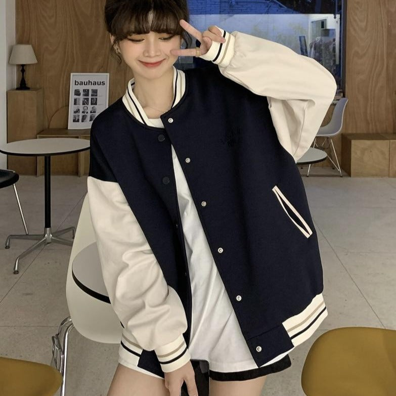 Boyfriend Style Black & White Bomber Jacket