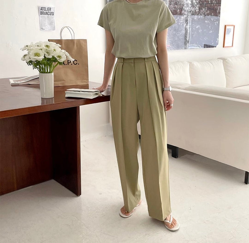 High-Waist Pleated Wide Pants