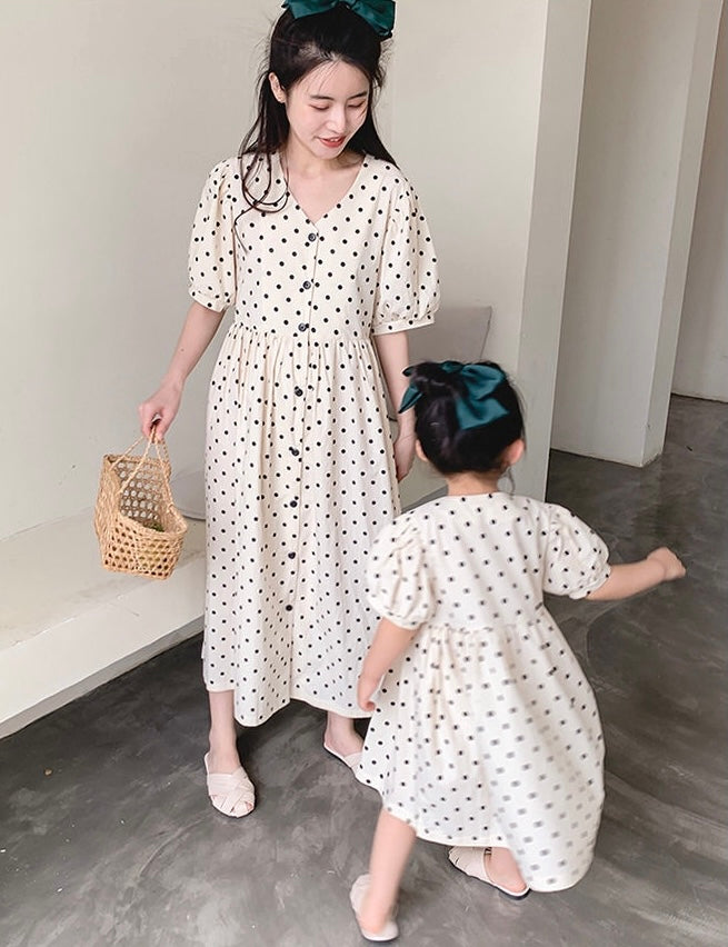 Mom & Daughter ♡ Polka Dot Babydoll Dress