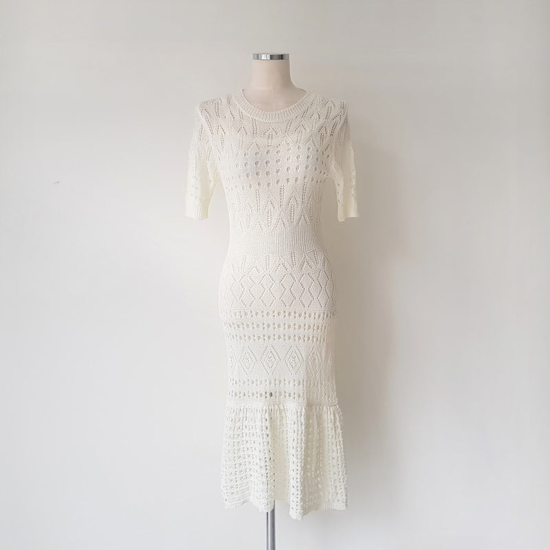 Open-Knit Soft Viscose Fishtail Dress