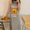 Cute Strap Pajama Dress with Cartoon Prints