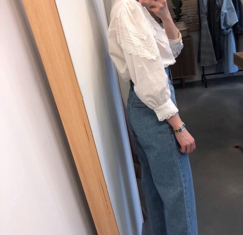 High Rise Wide Denim Pants