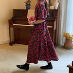 Square Neck Fuchsia Midi Floral dress