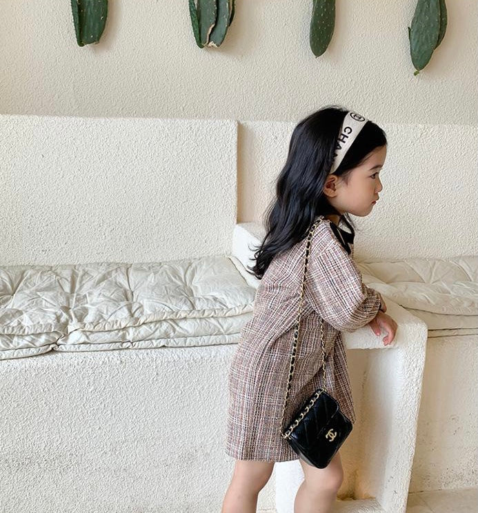 Mom & Daughter ♡ Cotton Tweed Cut-Out Shoulder Dress