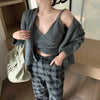 Korean Style V-Neck Long Sleeve Cardigan Set