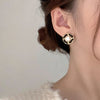 Pearl with Leather Circle Ear Studs