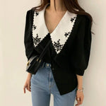 Vintage Style Shirt with Oversized Embroidered Collars