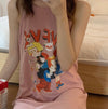 Cute Strap Pajama Dress with Cartoon Prints